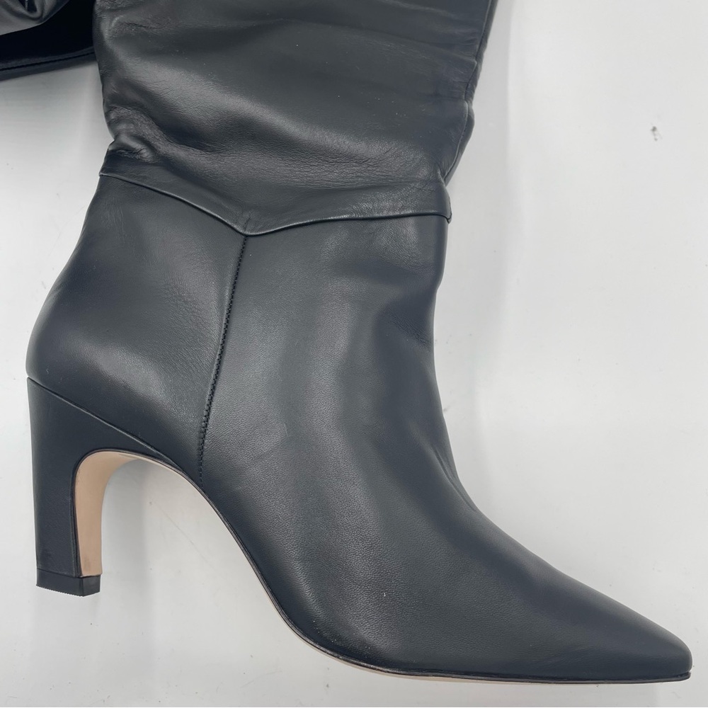 Everlane Black Leather Knee High Pull On Banana Heel Boot in Size 10 - Picture 10 of 13